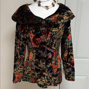 Rumors Vintage Elegant Multicolor Velvet Women's Top size Medium
